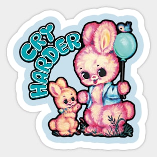 Cry Harder Bunnies with Balloons Sticker